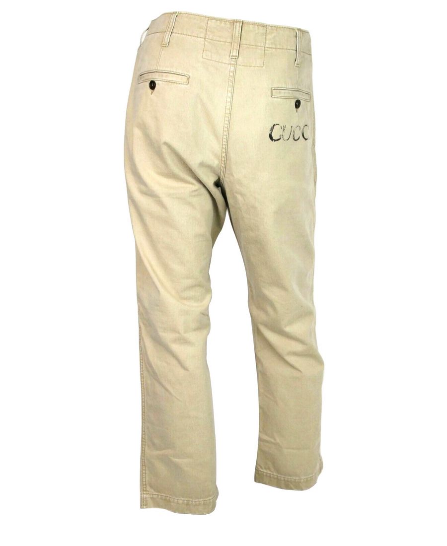  - Light Brown Washed Cotton Pant Gucci Print