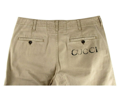  - Light Brown Washed Cotton Pant Gucci Print