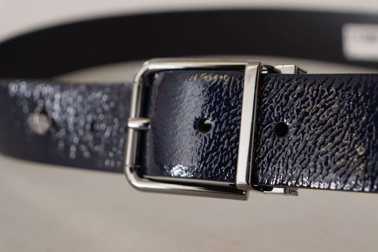  - Elegant Blue Leather Belt with Silver Buckle