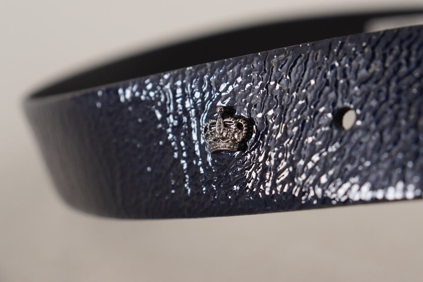  - Elegant Blue Leather Belt with Silver Buckle