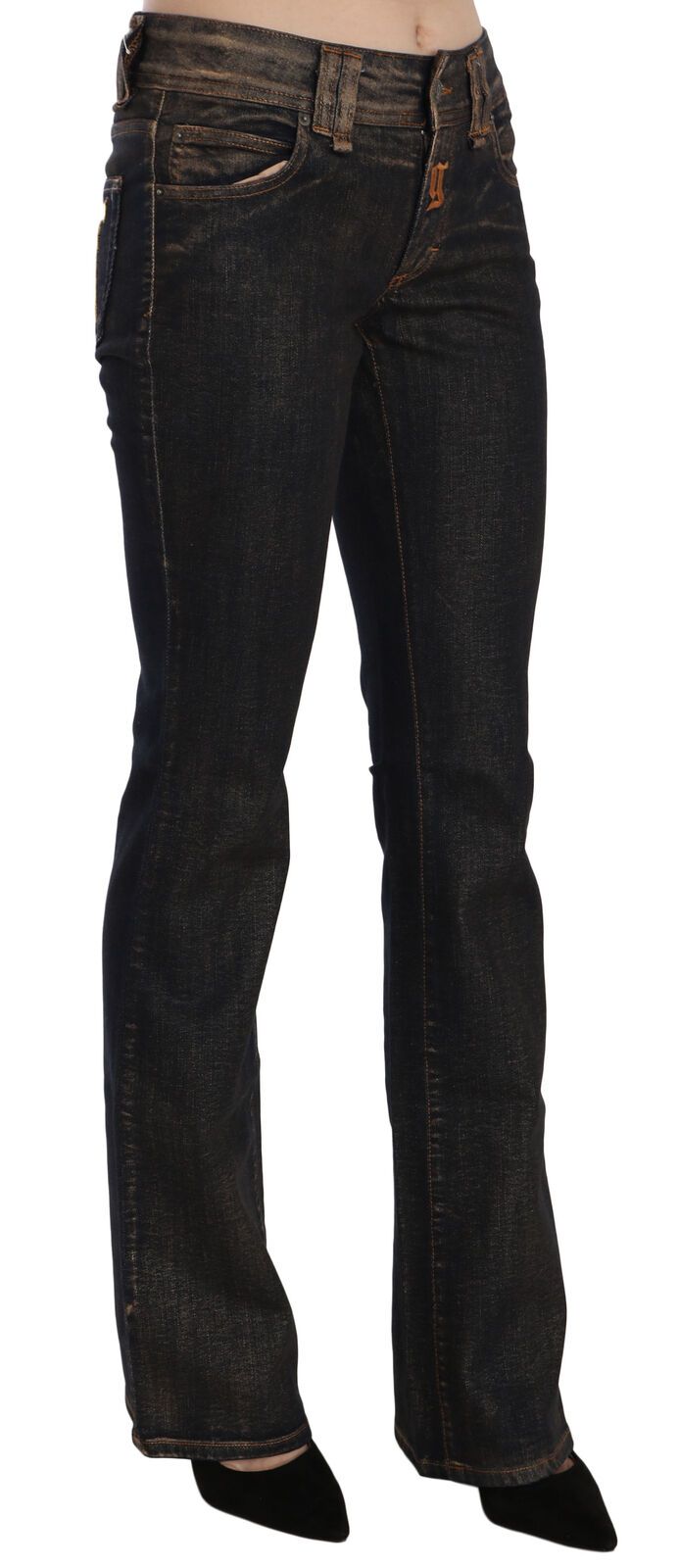  - Chic Flared Mid Waist Black Denim