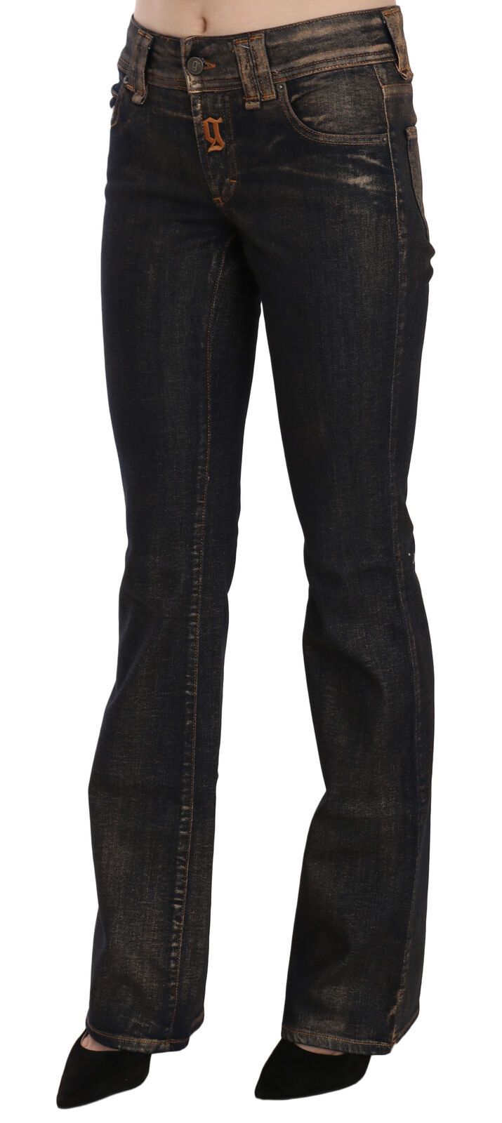  - Chic Flared Mid Waist Black Denim