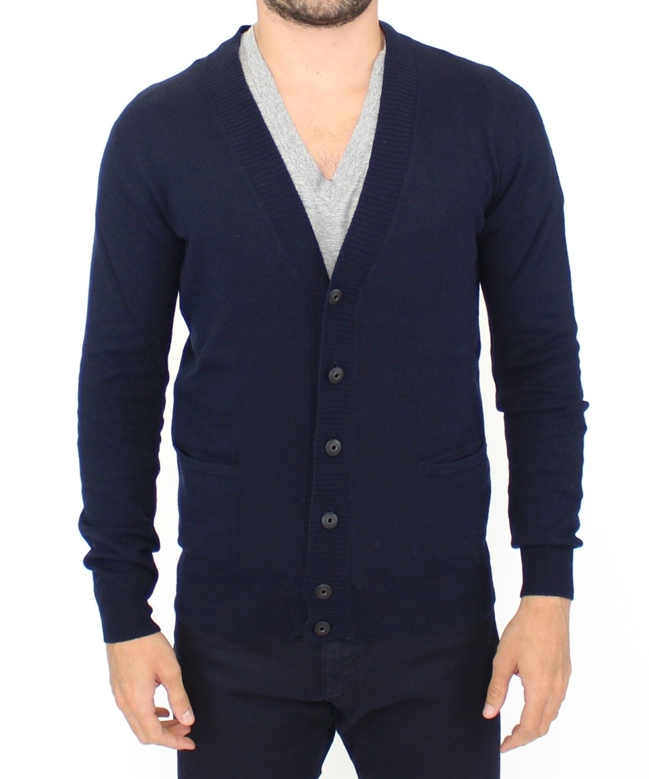  - Chic Blue Wool Blend Cardigan Sweater