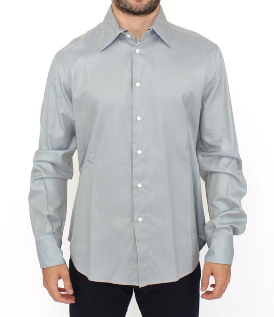  - Elegance Unleashed Gray Casual Button-Front Shirt