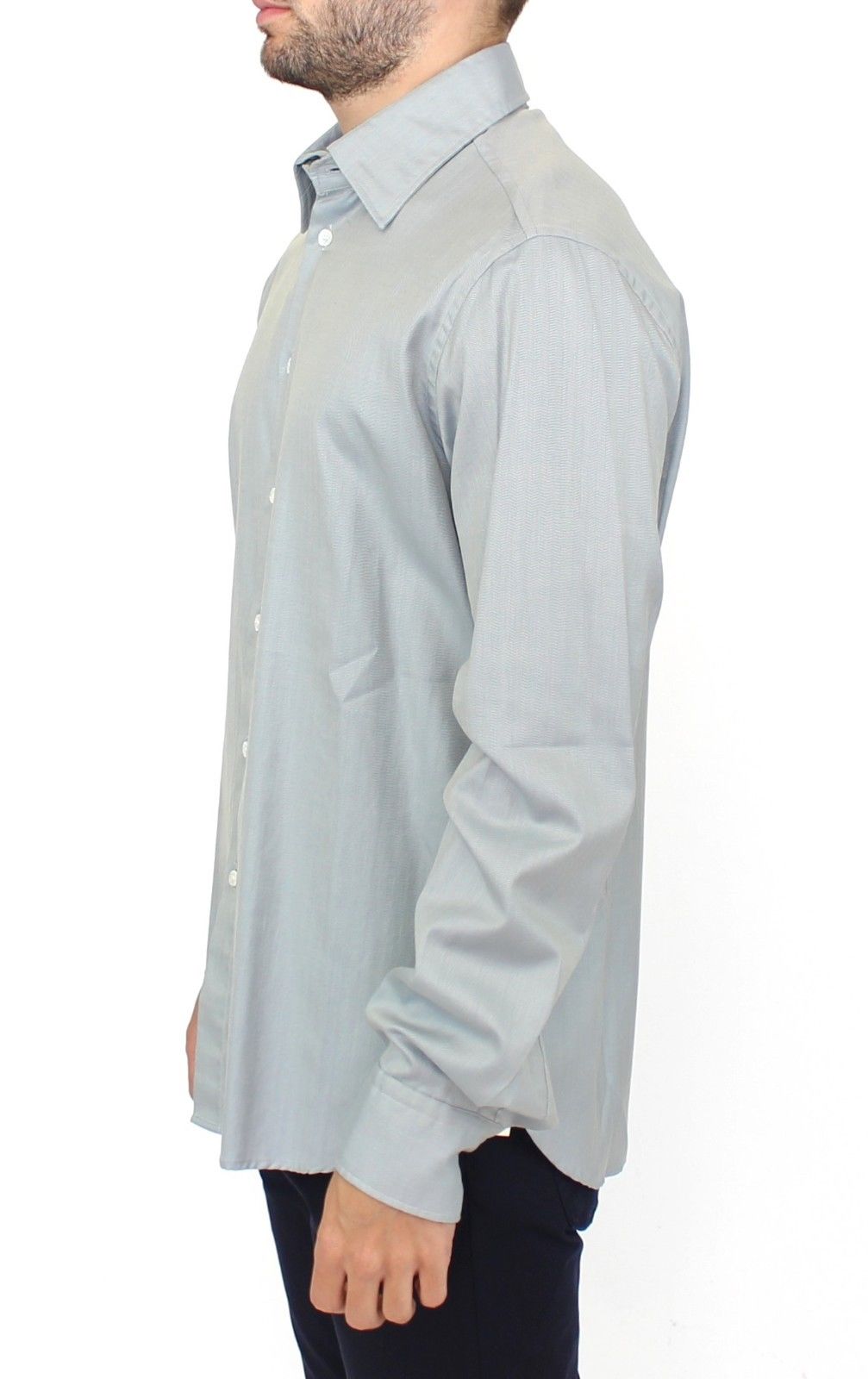  - Elegance Unleashed Gray Casual Button-Front Shirt