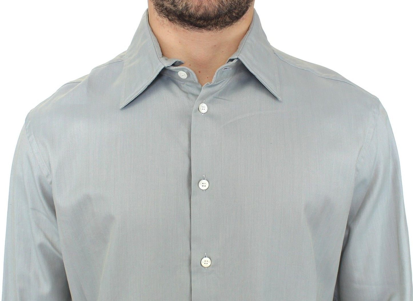  - Elegance Unleashed Gray Casual Button-Front Shirt