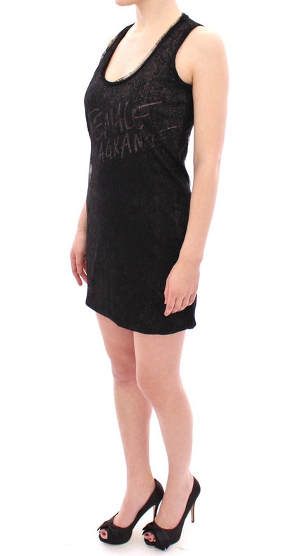  - Black Nylon Lace Detail Mini Dress