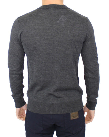  - Chic Gray V-Neck Wool Blend Pullover Sweater