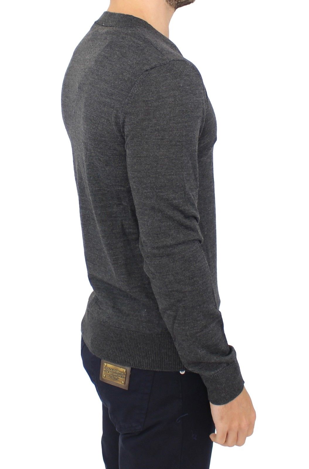  - Chic Gray V-Neck Wool Blend Pullover Sweater