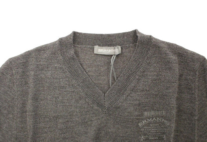  - Chic Gray V-Neck Wool Blend Pullover Sweater