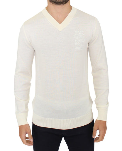  - Off-White V-Neck Wool Blend Pullover