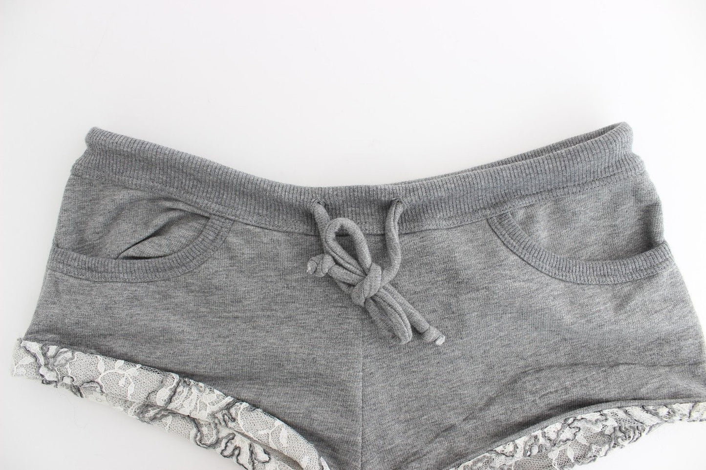  - Chic Gray Lace-Trimmed Mini Shorts