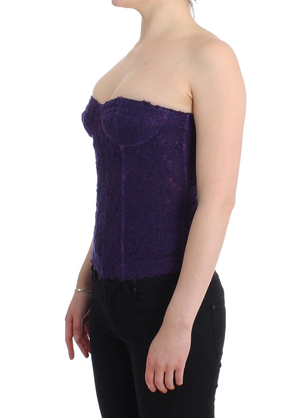  - Purple Lace Silk Blend Bustier Corset