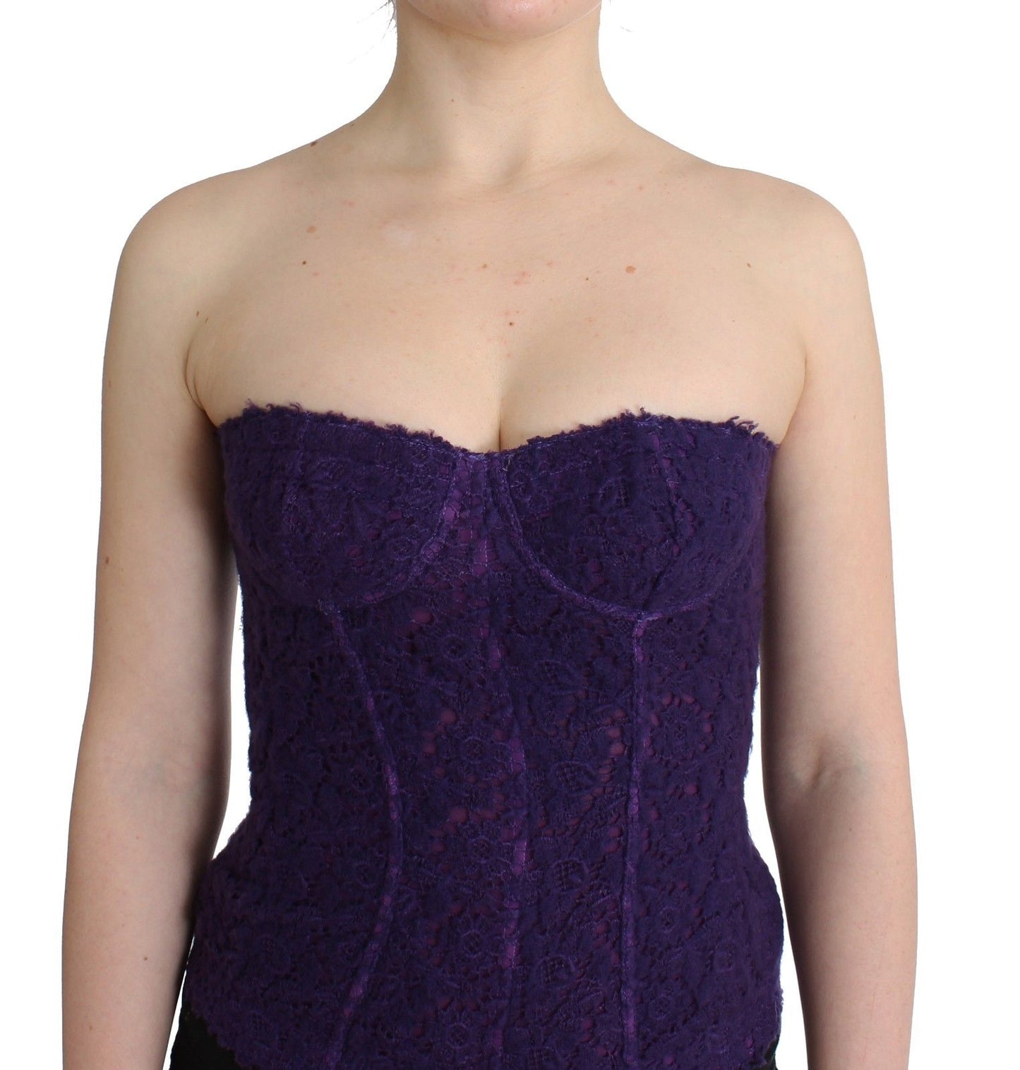  - Purple Lace Silk Blend Bustier Corset