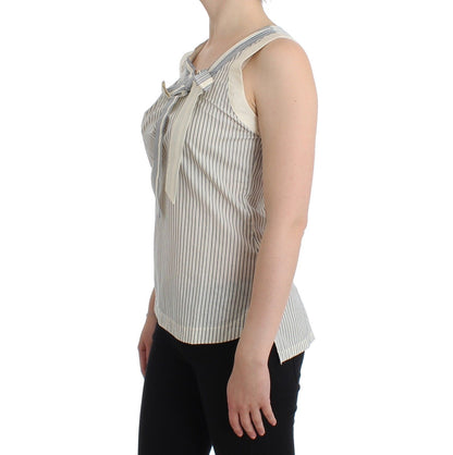  - Chic Striped Cotton-Silk Bow Top