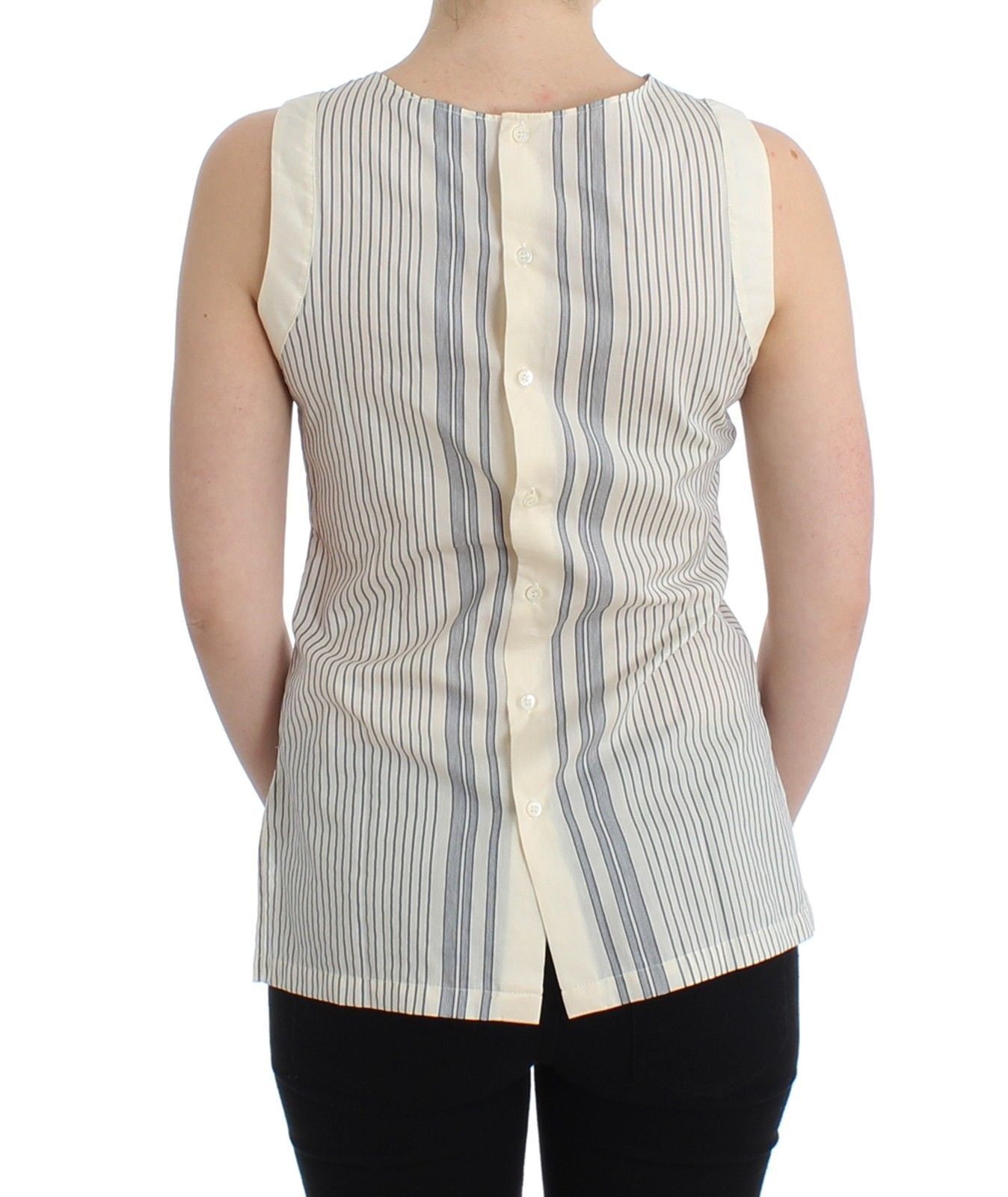  - Chic Striped Cotton-Silk Bow Top