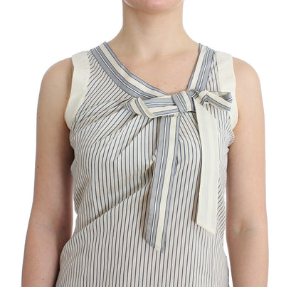  - Chic Striped Cotton-Silk Bow Top