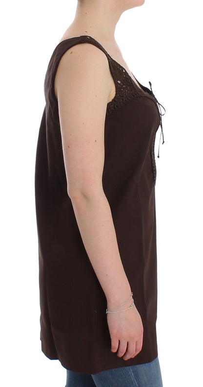  - Chic Brown Tunic Cotton Dress Top