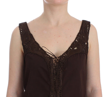  - Chic Brown Tunic Cotton Dress Top