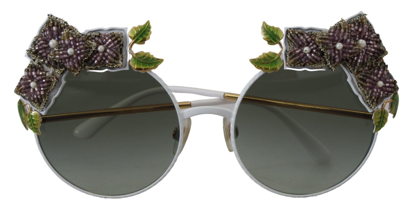  - Elegant Floral Embellished Gold Sunglasses