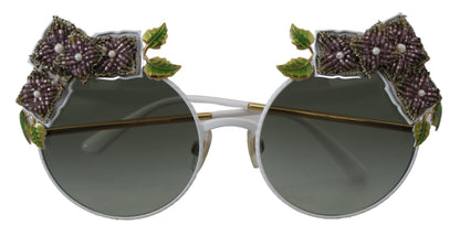  - Elegant Floral Embellished Gold Sunglasses