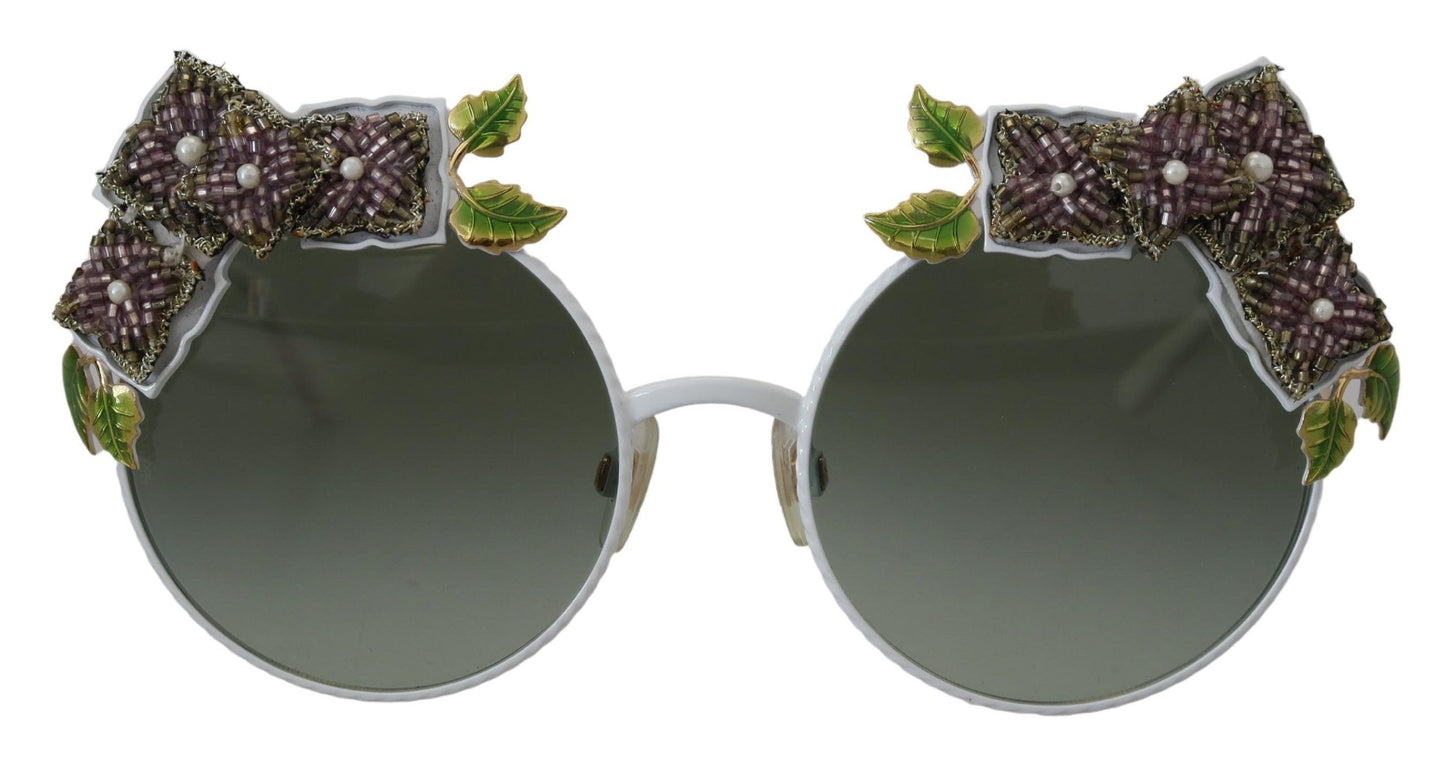  - Elegant Floral Embellished Gold Sunglasses