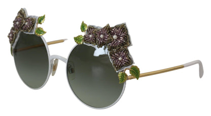  - Elegant Floral Embellished Gold Sunglasses