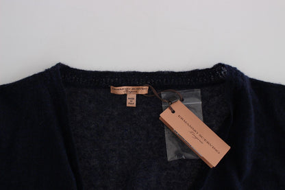  - Elegant Cropped Blue Alpaca Blend Sweater