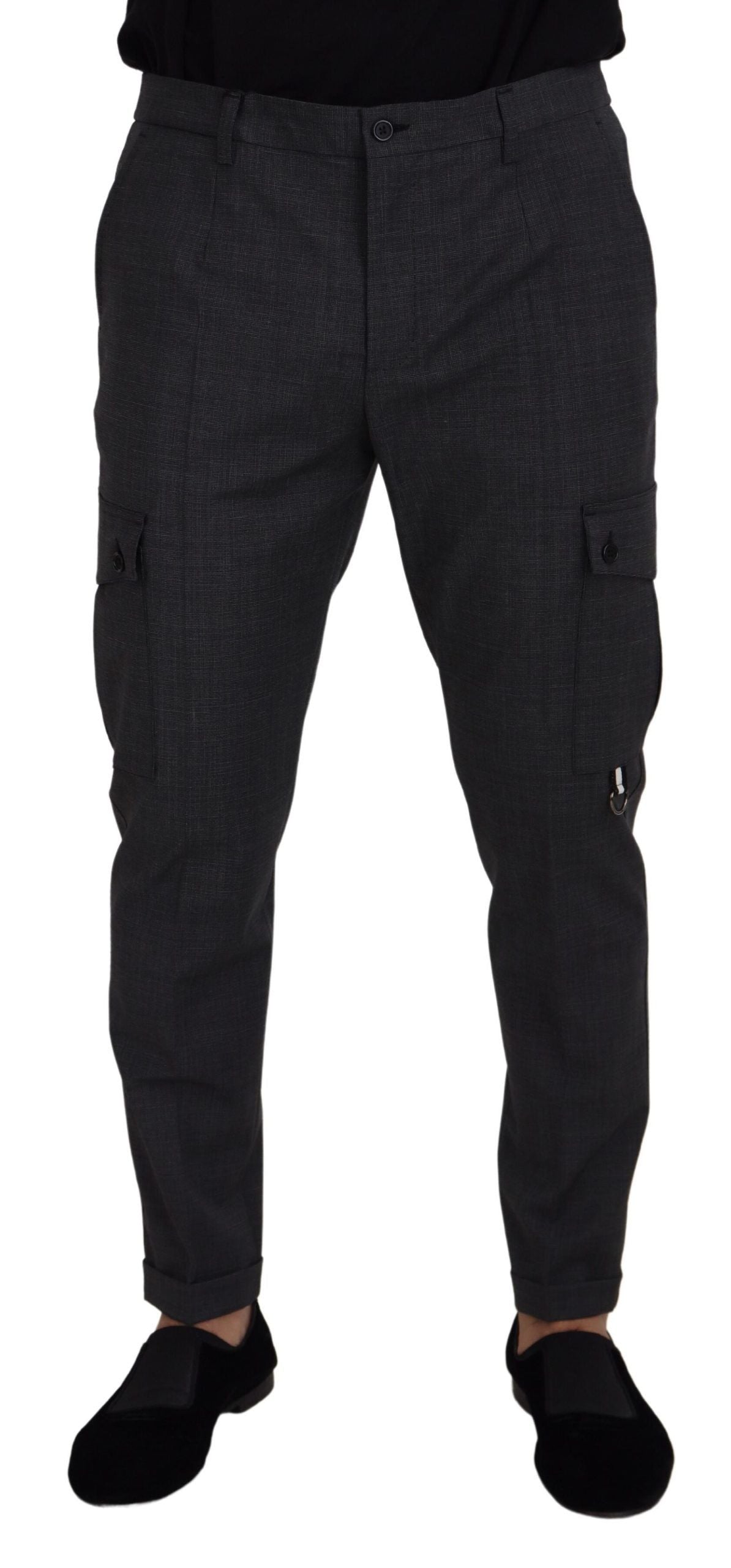  - Elegant Checkered Slim Fit Cargo Pants