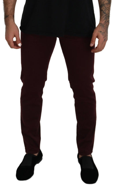  - Slim Fit Bordeaux Jeans - Italian Luxury