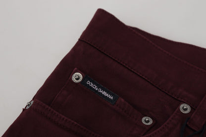  - Slim Fit Bordeaux Jeans - Italian Luxury