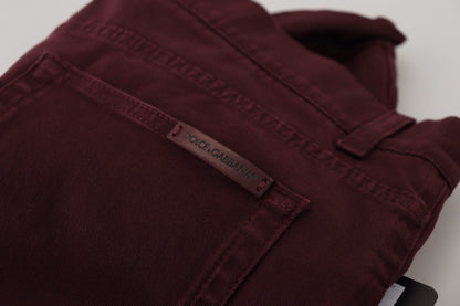  - Slim Fit Bordeaux Jeans - Italian Luxury