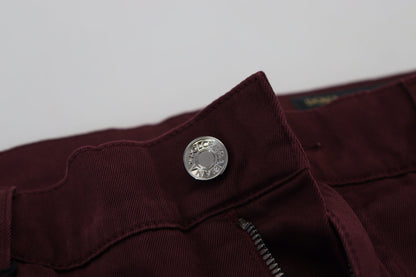  - Slim Fit Bordeaux Jeans - Italian Luxury