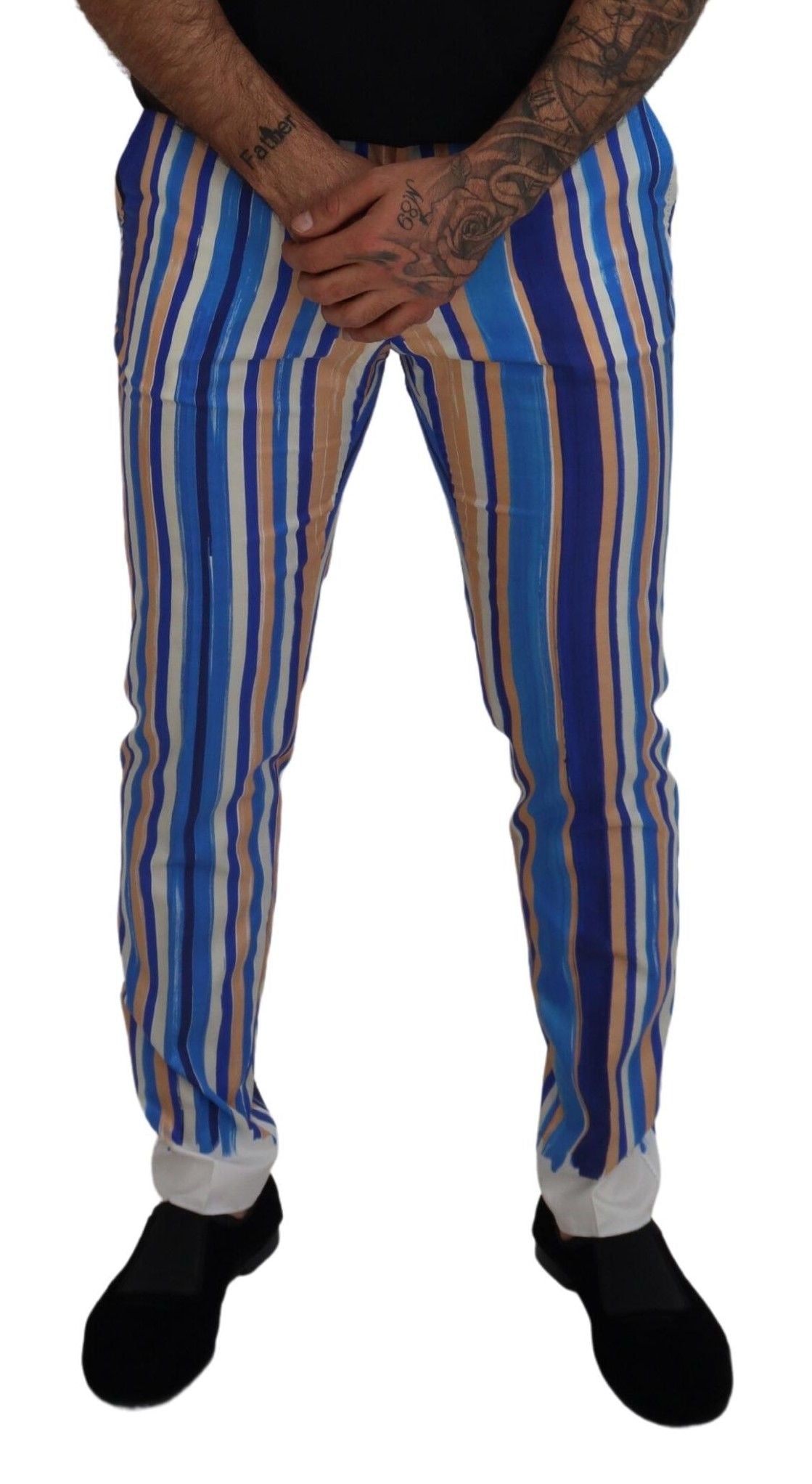  - Sleek Striped Slim Fit Chinos