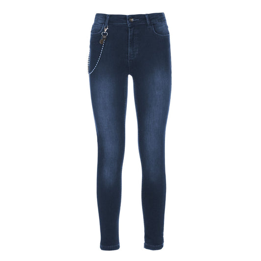  - Chic Lightly Washed Blue Slim-Fit Jeans with Chain Detail