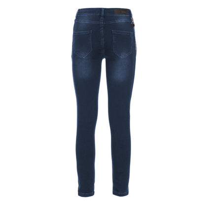  - Chic Lightly Washed Blue Slim-Fit Jeans with Chain Detail