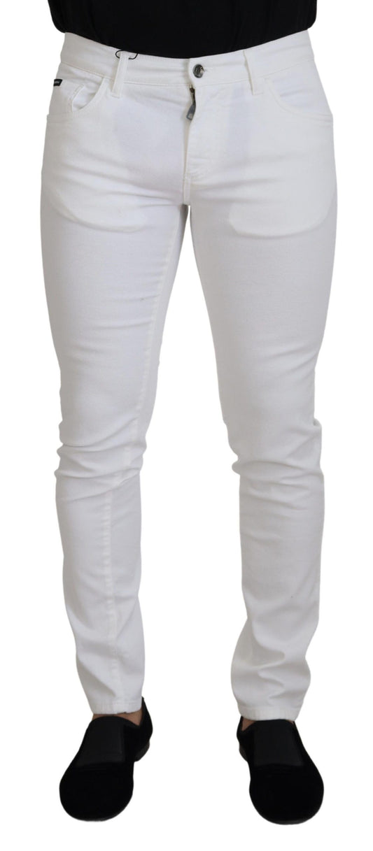  - Elegant Slim Fit White Skinny Jeans