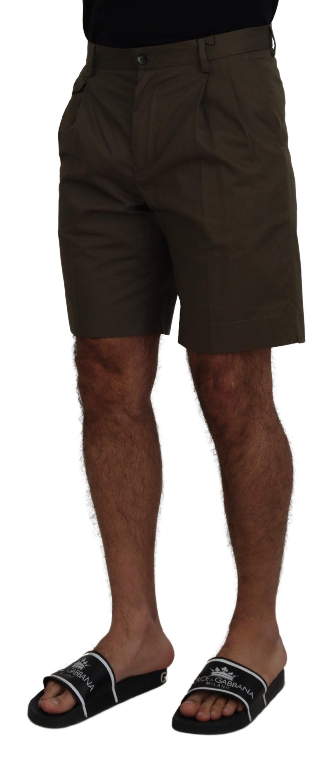  - Elegant Green Cotton Chino Shorts