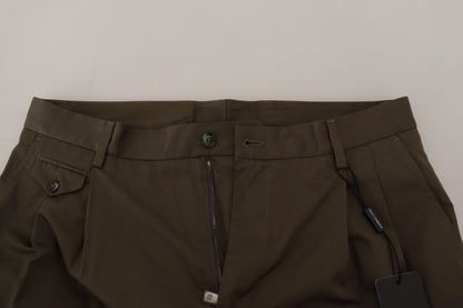  - Elegant Green Cotton Chino Shorts