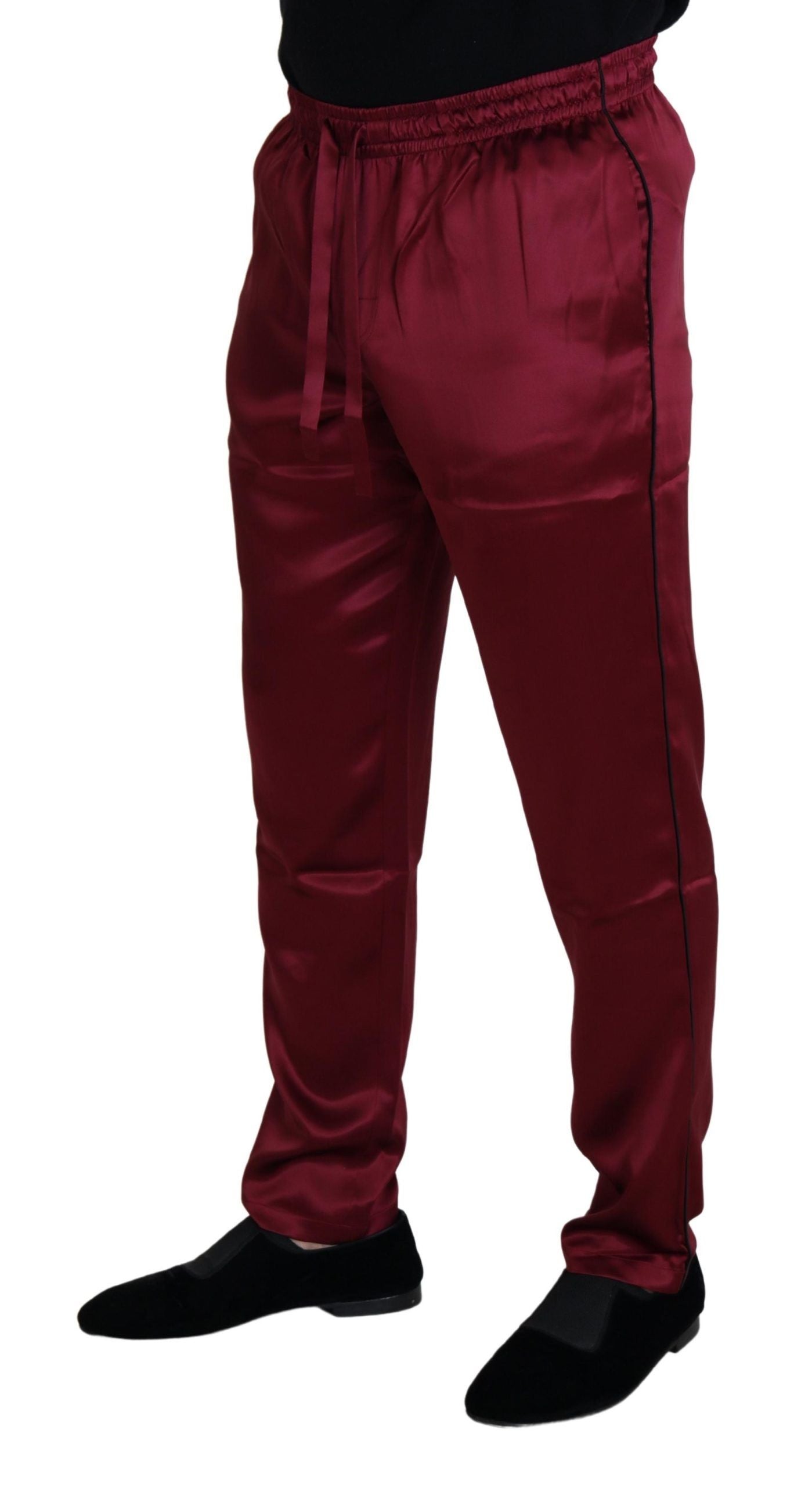  - Silk Lounge Pants in Bordeaux