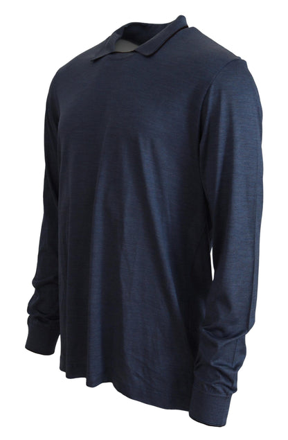  - Sophisticated Silk Polo Sweater in Blue