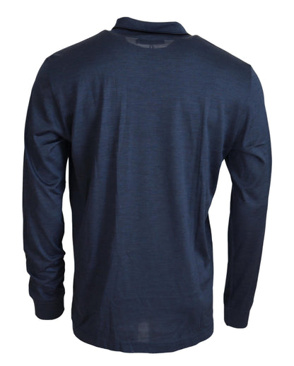  - Sophisticated Silk Polo Sweater in Blue