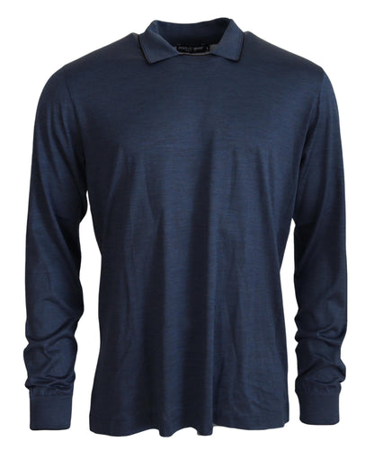  - Sophisticated Silk Polo Sweater in Blue