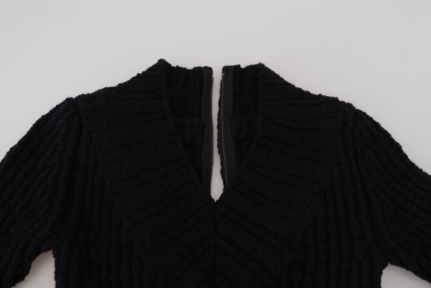  - Elegant Black Wool Blend Sweater Dress