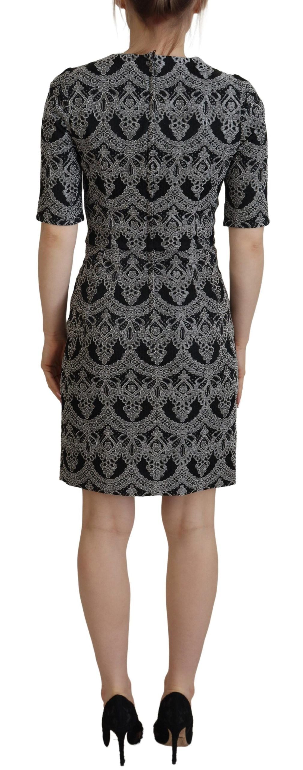  - Elegant Jacquard Bodycon Shift Dress