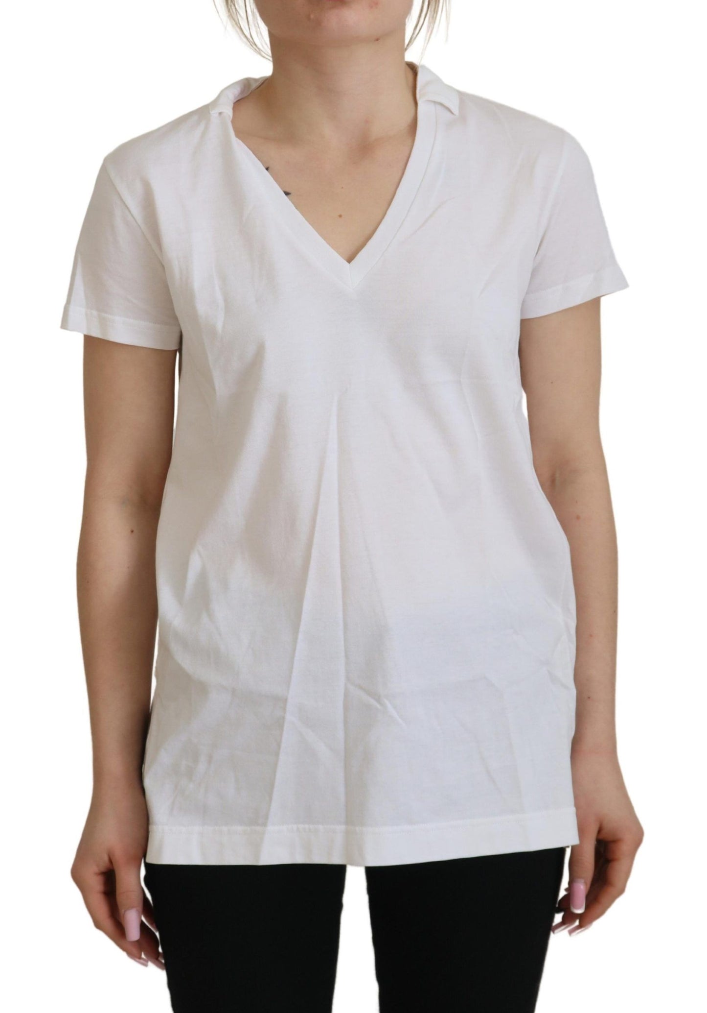  - Elegant White Cotton Top Tee