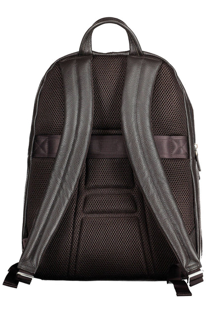  - Brown Leather Men Backpack