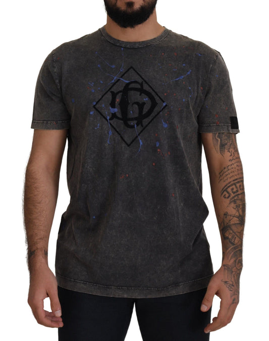  - Elevated Grey Cotton Tee with Discolored DG Logo