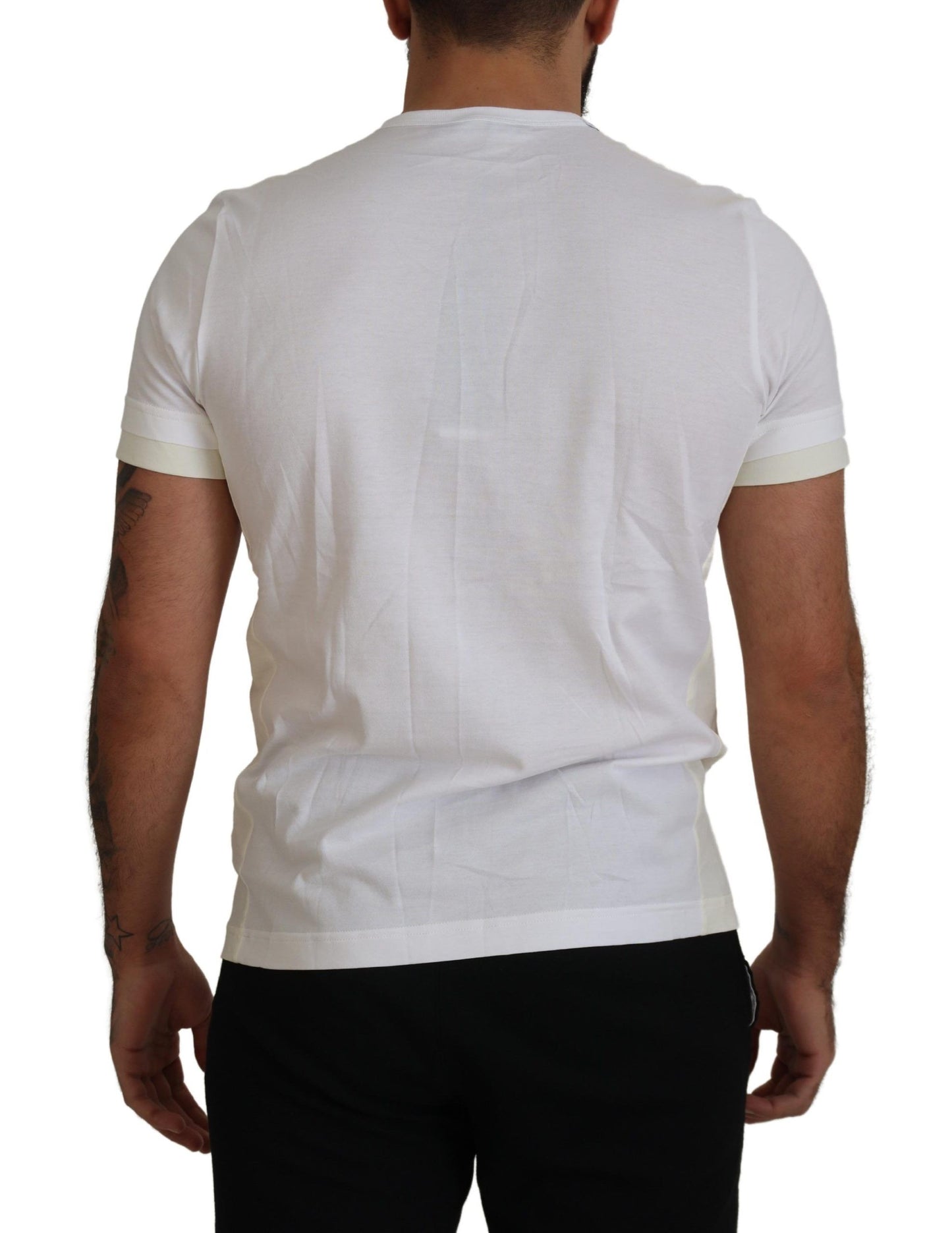  - Elegant White Cotton Tee with DG Chest Pocket