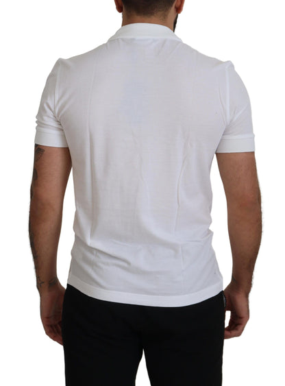 Elegant White Cotton Polo T-Shirt - The Luxe Alliance